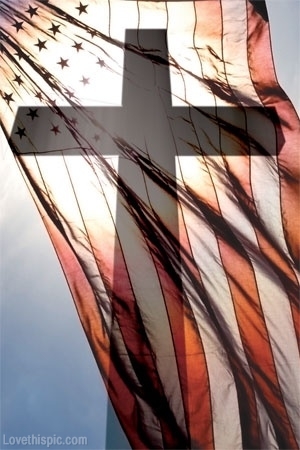 American Flag with Cross silhouette
